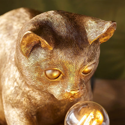 Cat Table Lamp Kitten-Shaped Resin With Inline Switch