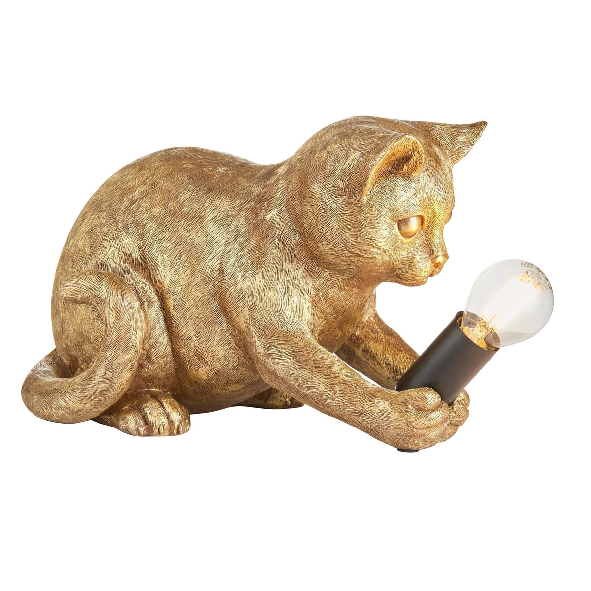 Cat Table Lamp Kitten-Shaped Resin With Inline Switch