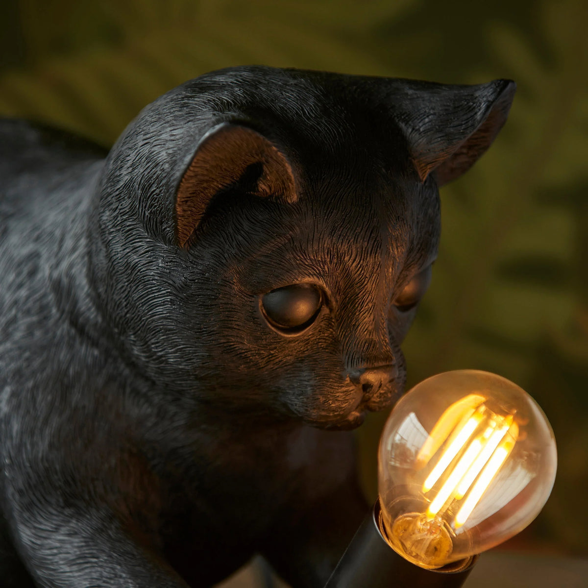 Cat Table Lamp Kitten-Shaped Resin With Inline Switch