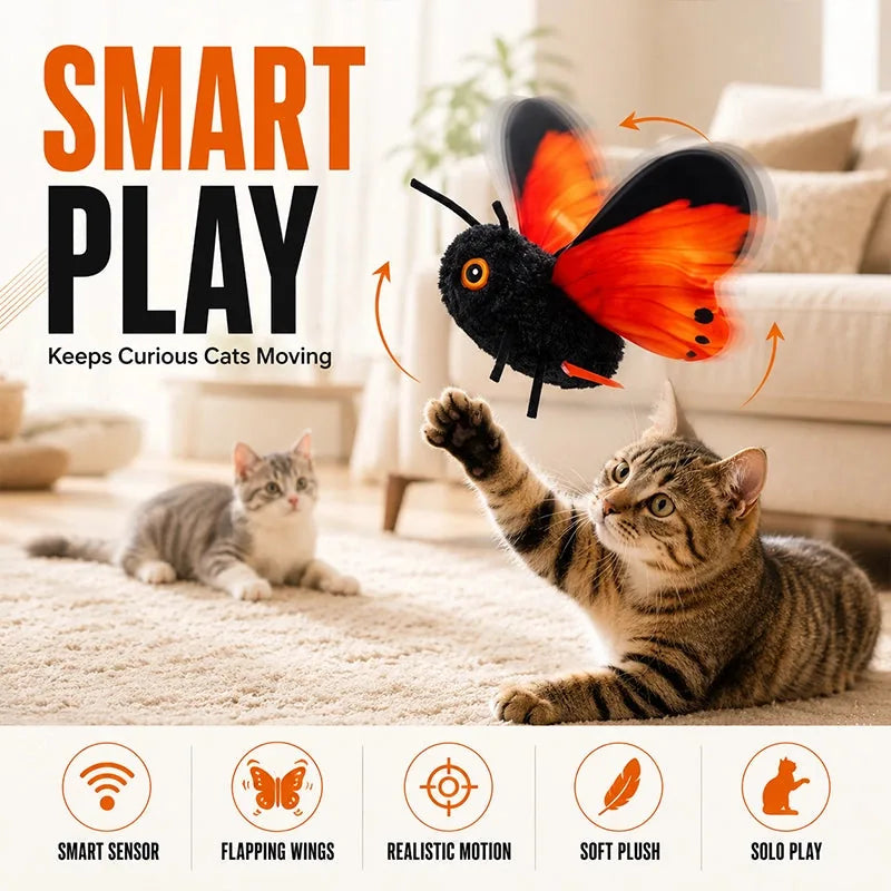 Cat Toy Flapping Butterfly Motion-Activated for Interactive Play