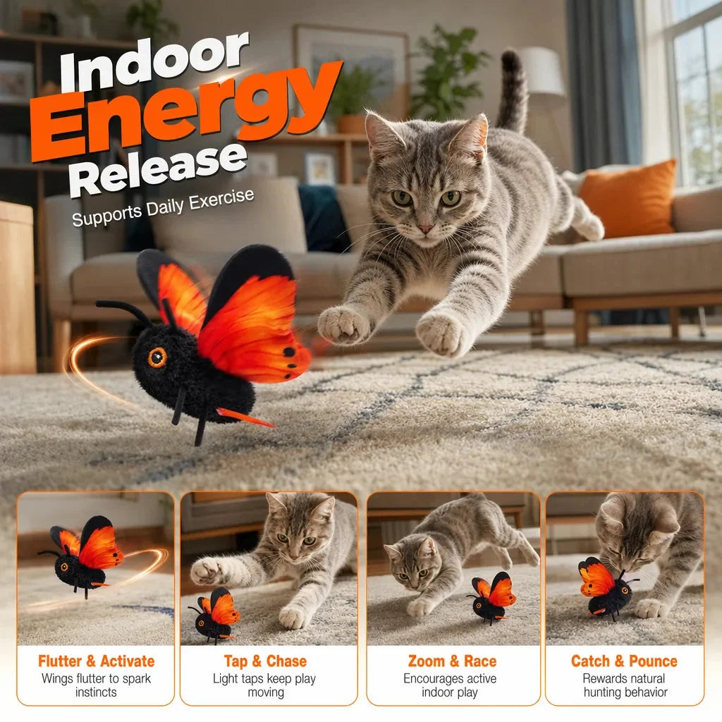 Cat Toy Flapping Butterfly Motion-Activated for Interactive Play