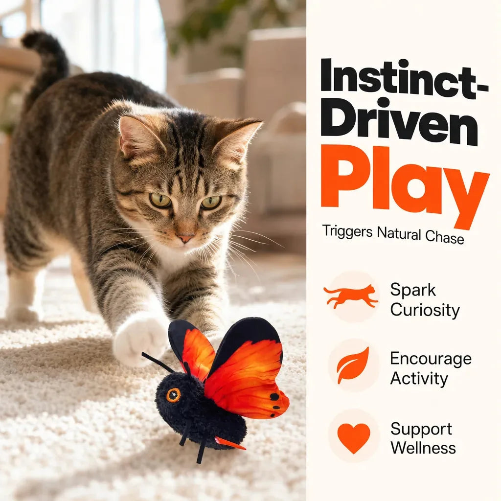 Cat Toy Flapping Butterfly Motion-Activated for Interactive Play