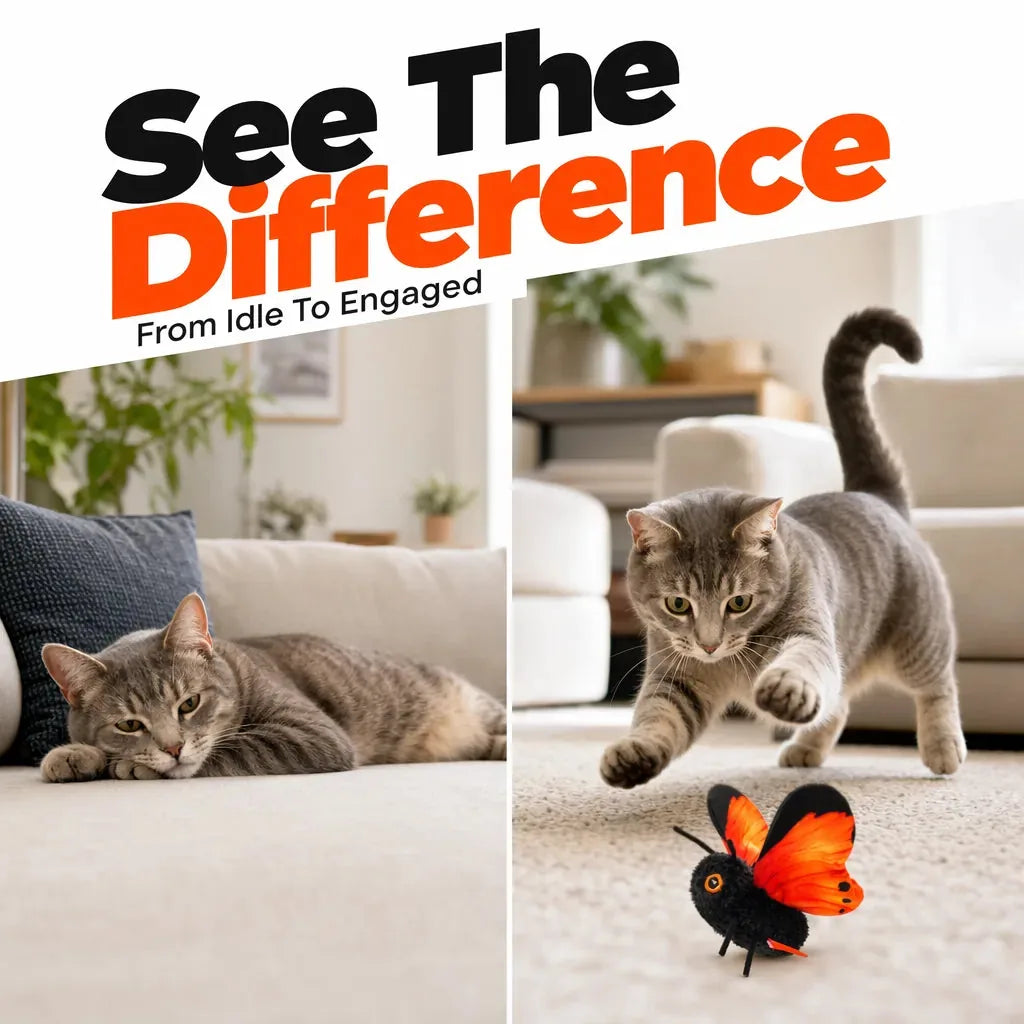 Cat Toy Flapping Butterfly Motion-Activated for Interactive Play