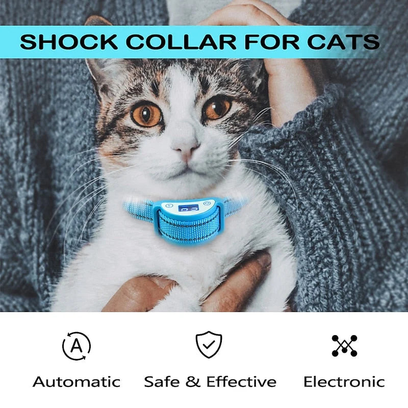 Cat Training Collar Sound Vibration Shock Modes Rechargeable Waterproof
