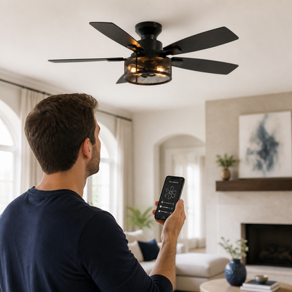 Ceiling Fan 46 Inch Whisper-Quiet Remote & App
