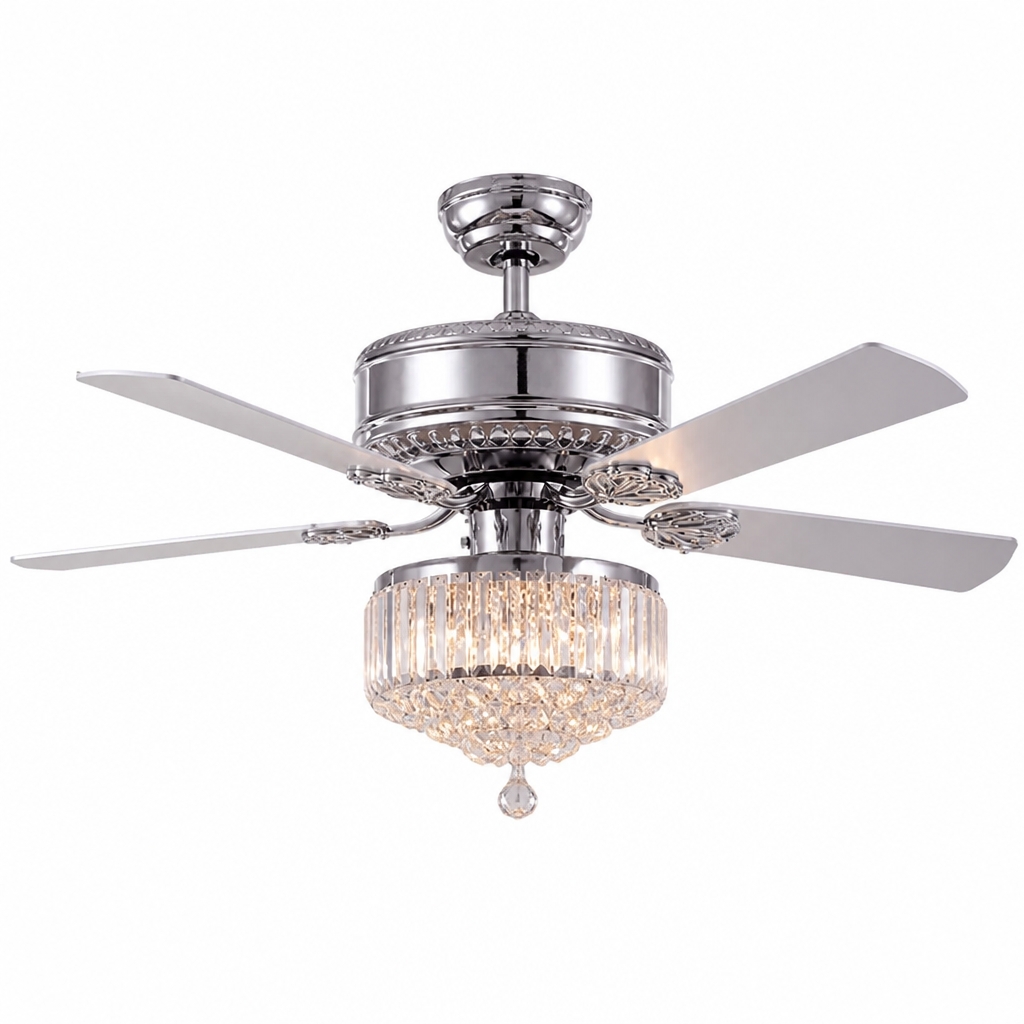 Ceiling Fan Crystal Chandelier 5-Blade Remote Control