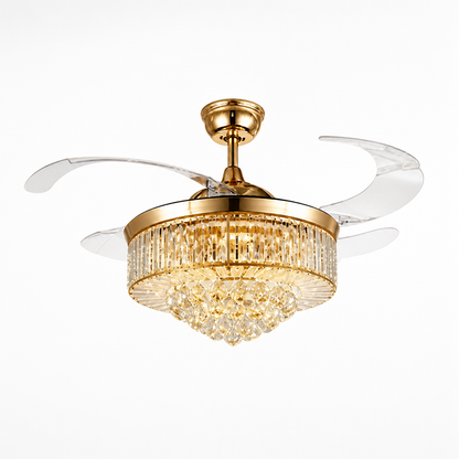 Ceiling Fan Crystal Shade Dimmable LED Quiet Motor