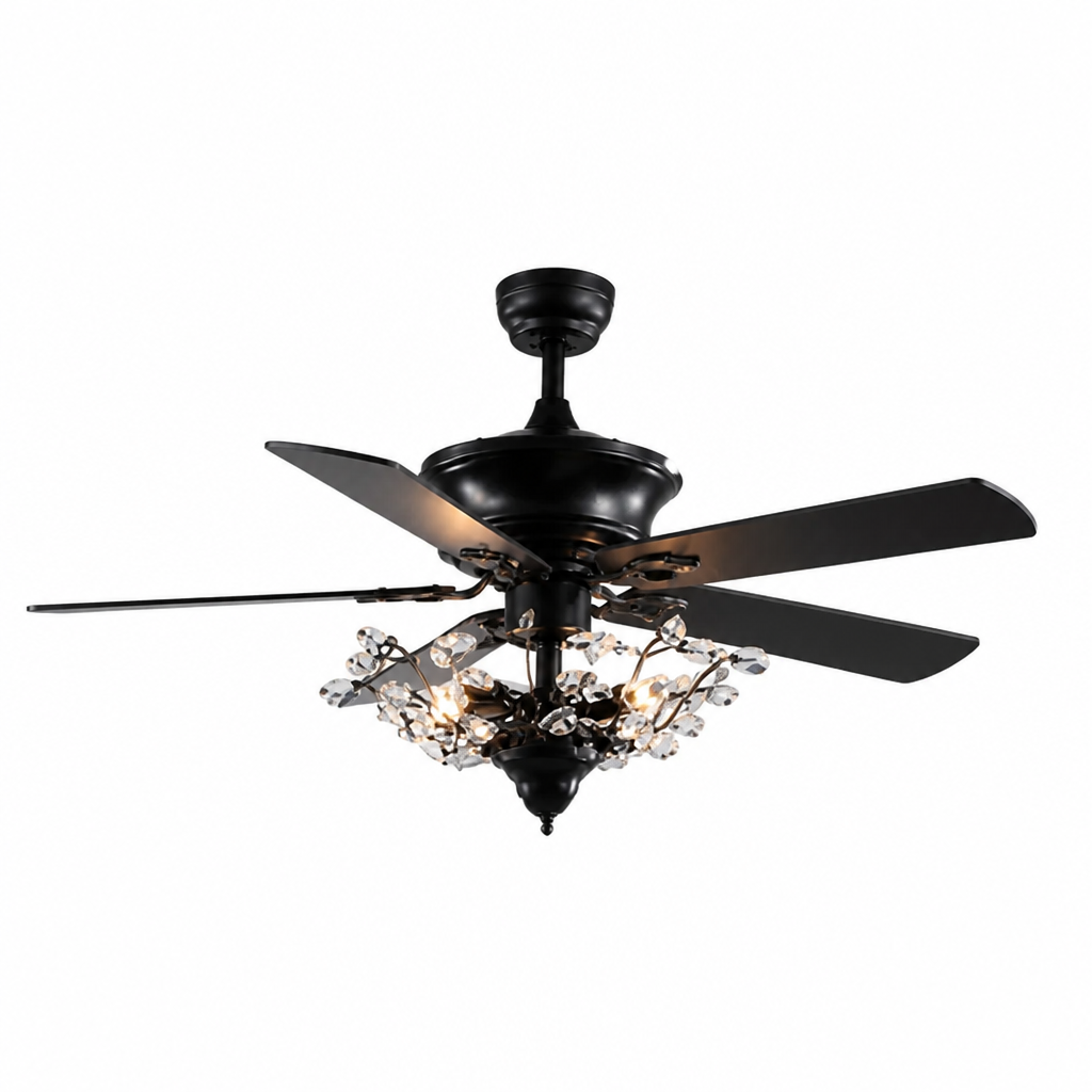Ceiling Fan Crystal Shade Remote Control & Reversible Blades
