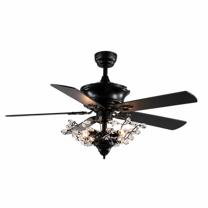 Ceiling Fan Crystal Shade Remote Control & Reversible Blades