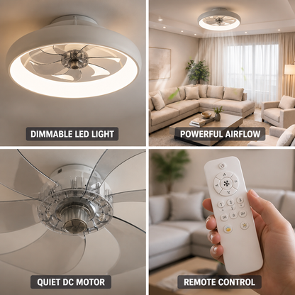 Ceiling Fan Dimmable LED Remote Quiet DC Motor