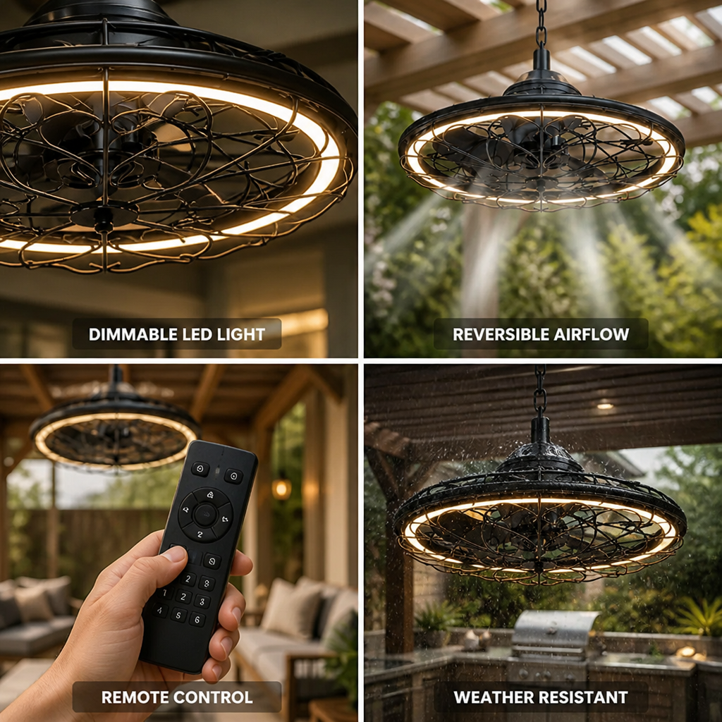 Ceiling Fan Dimmable LED Remote Reversible DC Motor