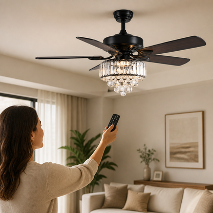 Ceiling Fan Light Crystal 52 Inch Quiet Motor