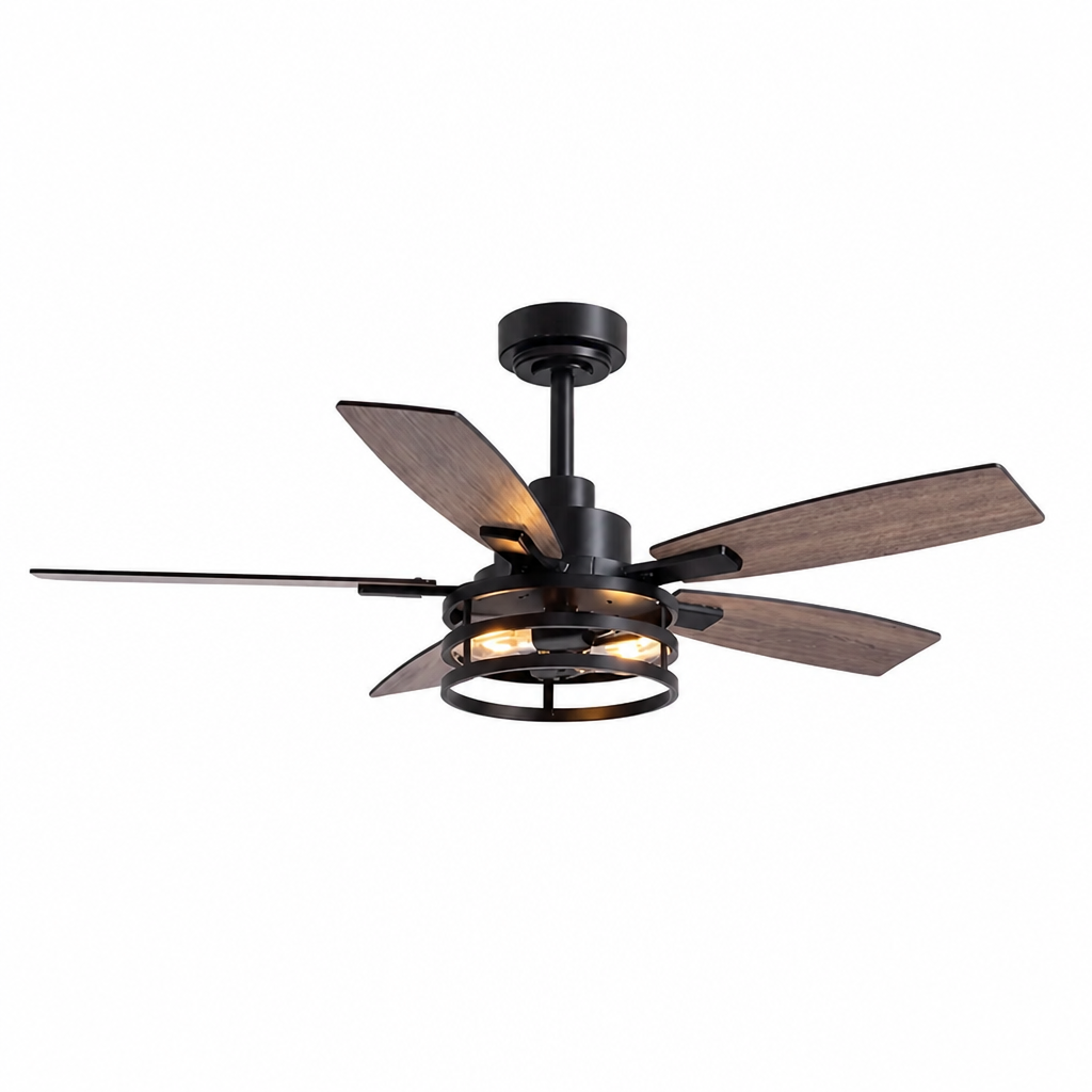 Ceiling Fan Modern Black Remote Control Reversible Blades
