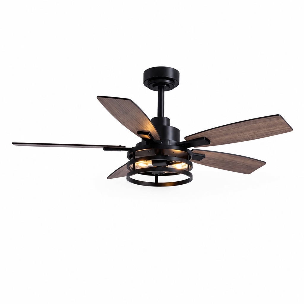 Ceiling Fan Modern Black Remote Control Reversible Blades