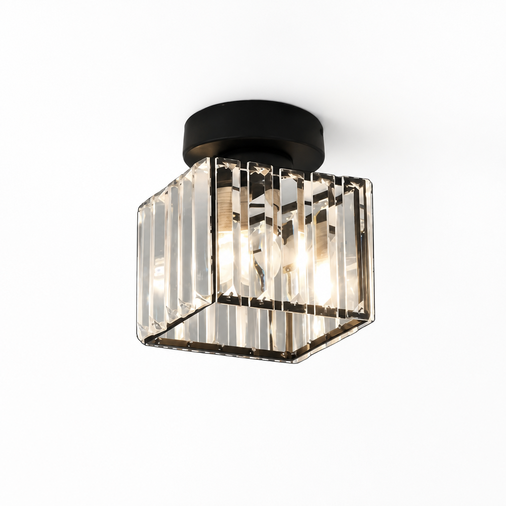 Ceiling Lamp Faceted Glass Shade & Matte Metal Base