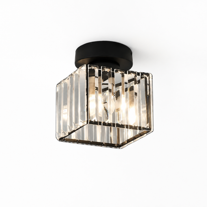 Ceiling Lamp Faceted Glass Shade & Matte Metal Base