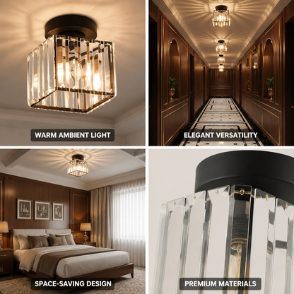 Ceiling Lamp Faceted Glass Shade & Matte Metal Base