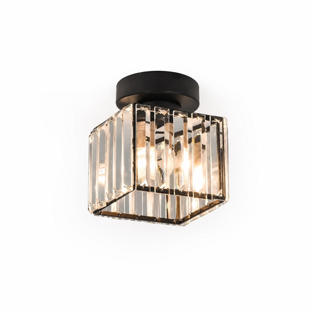 Ceiling Lamp Faceted Glass Shade & Matte Metal Base