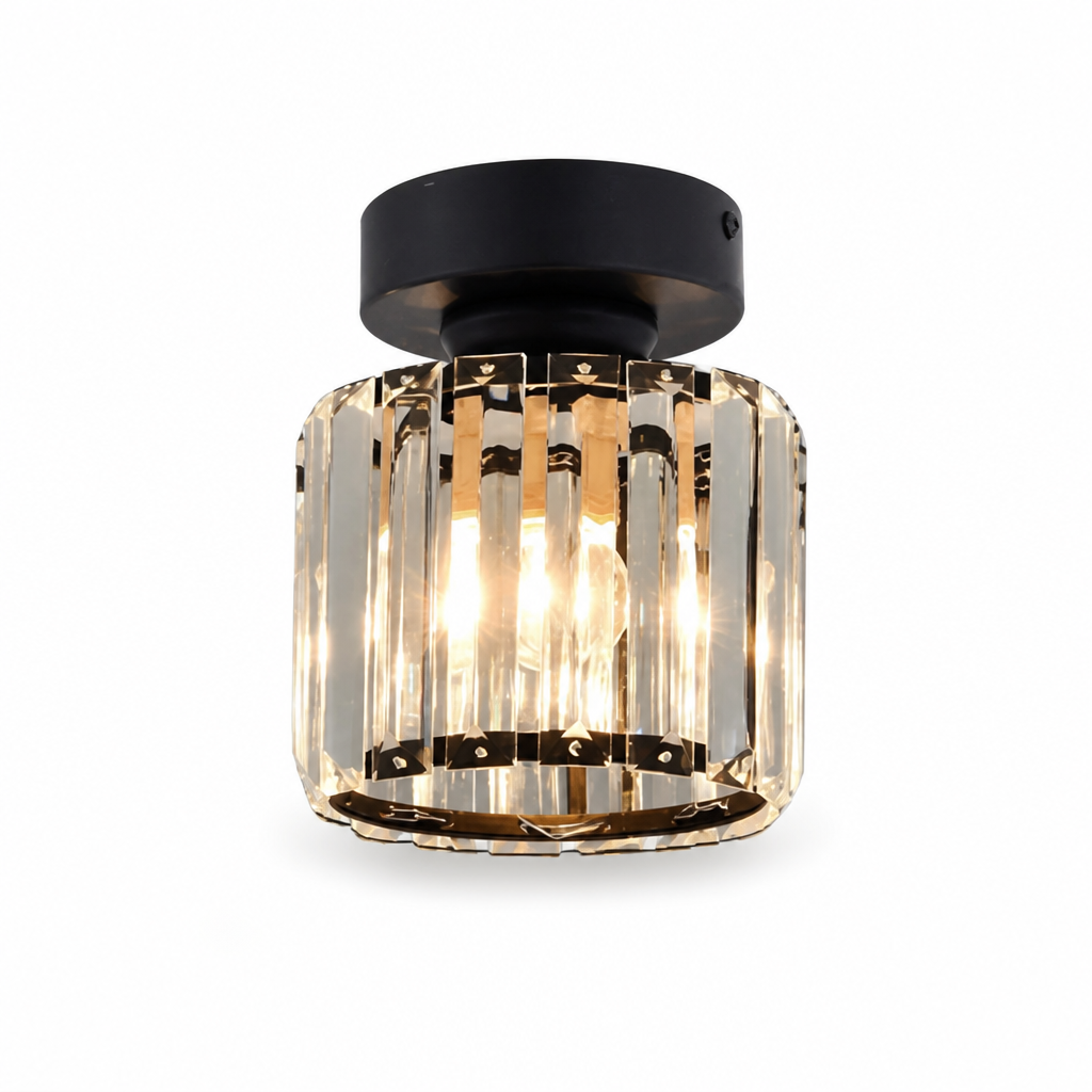 Ceiling Lamp Faceted Glass Shade & Matte Metal Base