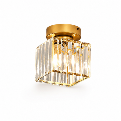 Ceiling Lamp Faceted Glass Shade & Matte Metal Base