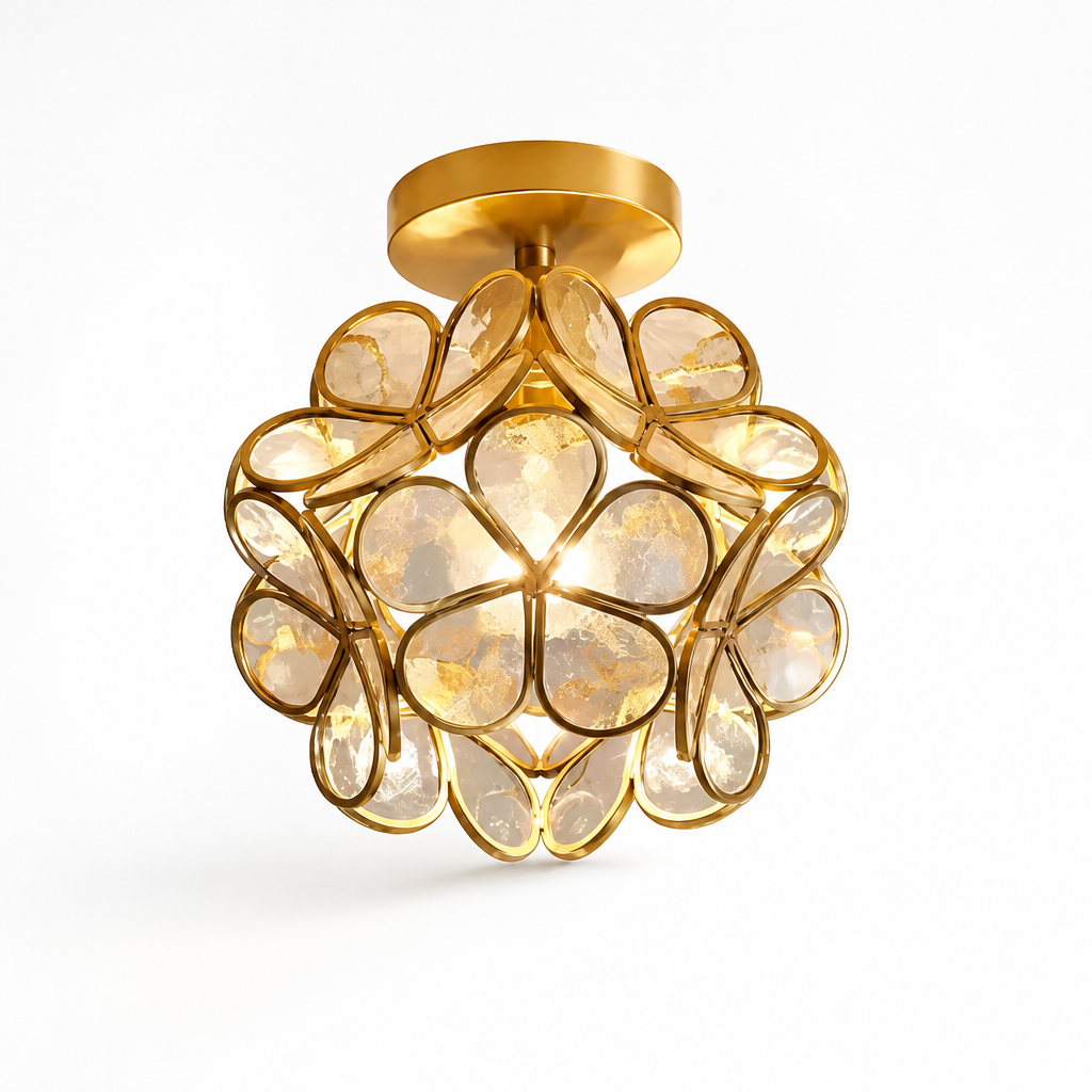 Ceiling Lamp Floral Acrylic Petals Gilded Frame