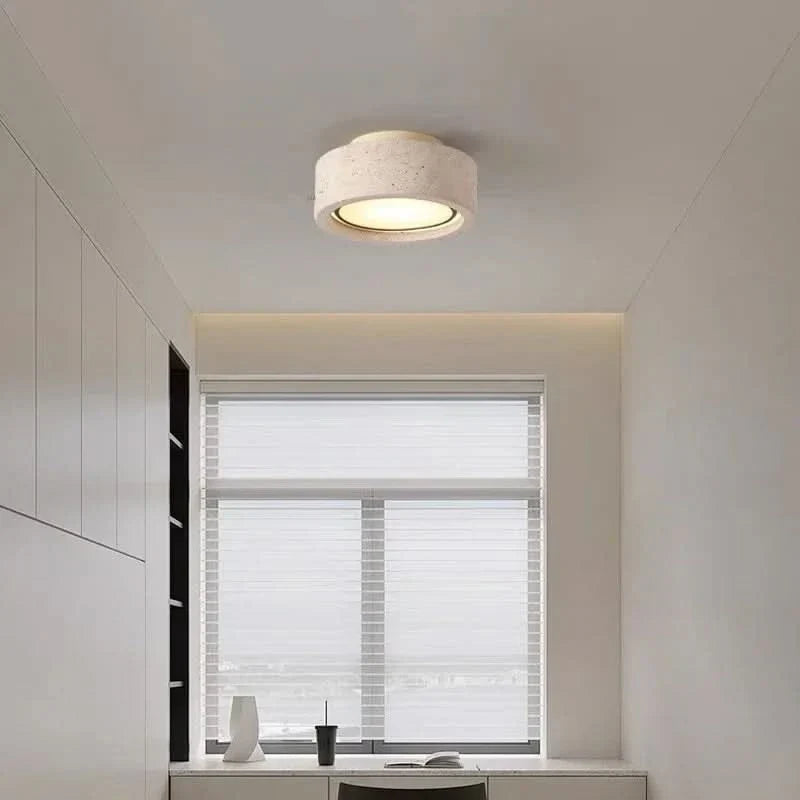 Ceiling Light Yellow Travertine Warm White LED Minimalist Design