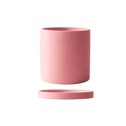 Ceramic Flower Pot With Saucer Drainage Hole Matte Glazed Finish