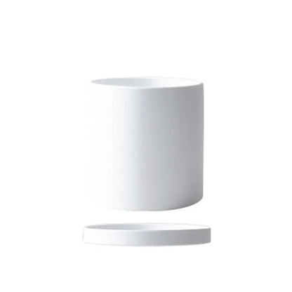 Ceramic Flower Pot With Saucer Drainage Hole Matte Glazed Finish