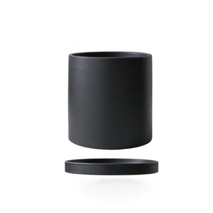 Ceramic Flower Pot With Saucer Drainage Hole Matte Glazed Finish