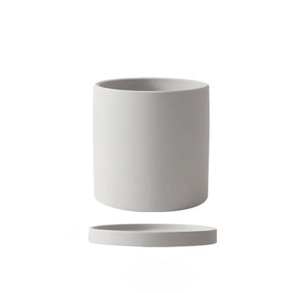 Ceramic Flower Pot With Saucer Drainage Hole Matte Glazed Finish