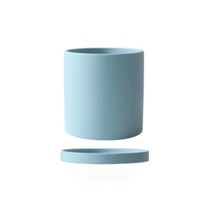 Ceramic Flower Pot With Saucer Drainage Hole Matte Glazed Finish
