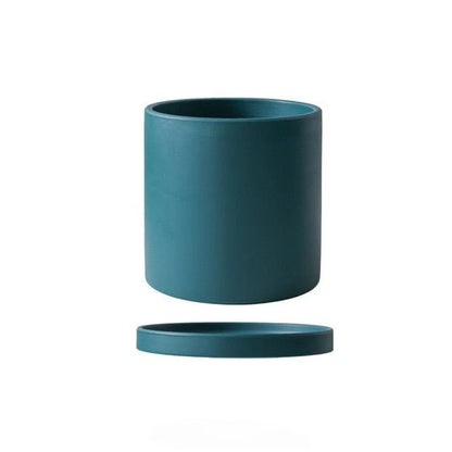 Ceramic Flower Pot With Saucer Drainage Hole Matte Glazed Finish