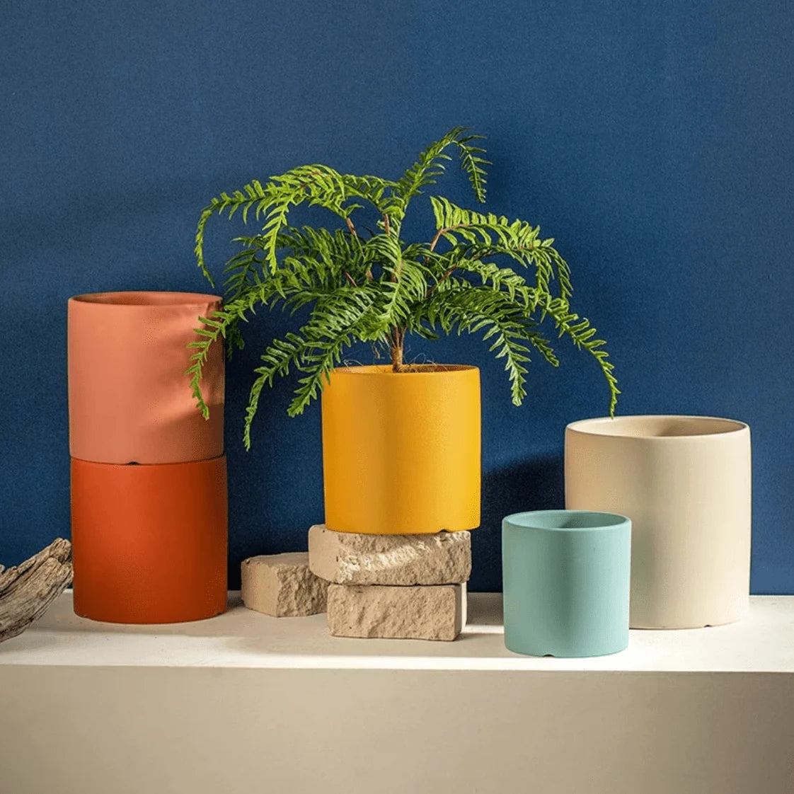 Ceramic Flower Pot With Saucer Drainage Hole Matte Glazed Finish