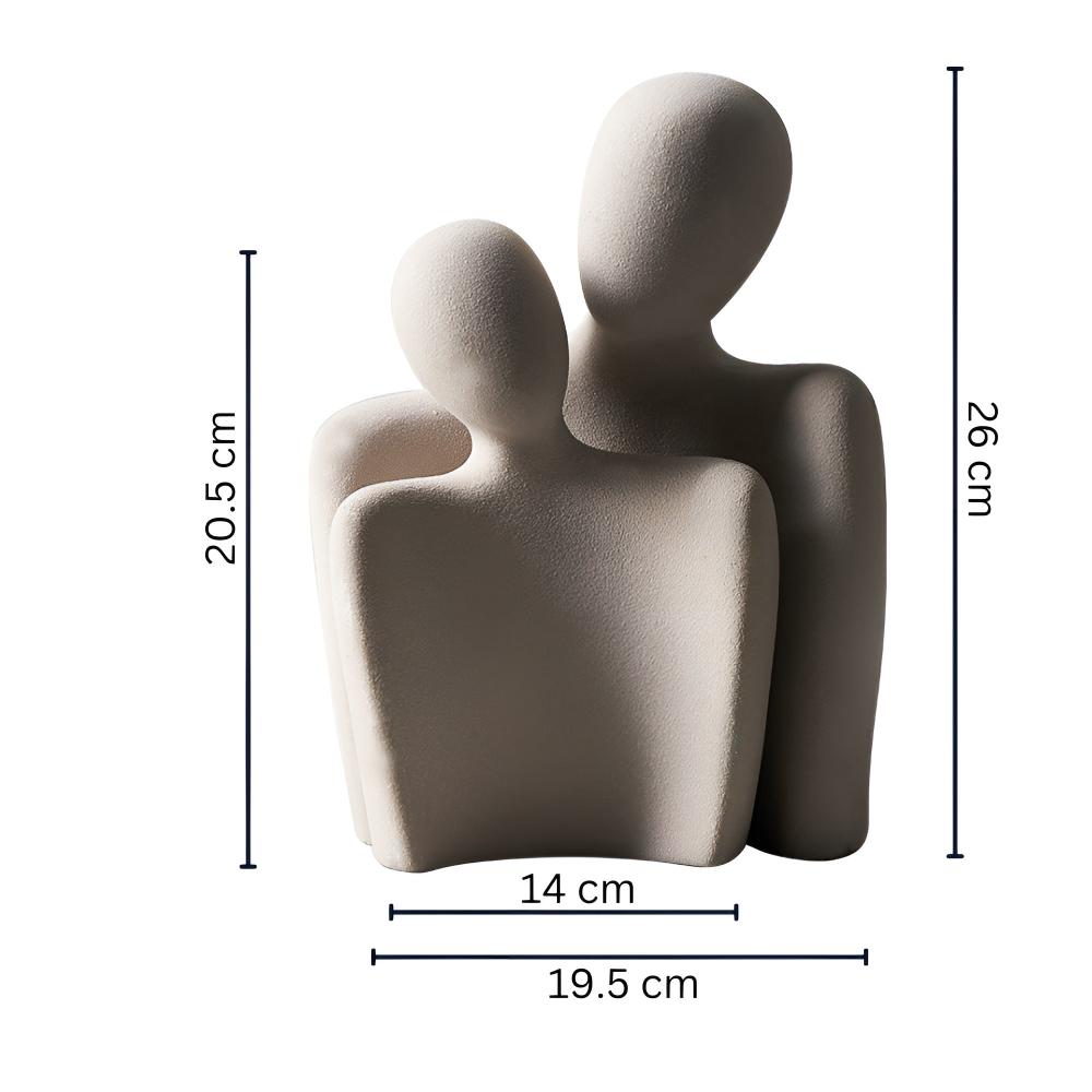 Ceramic Sculpture Couple Embrace Grey Finish