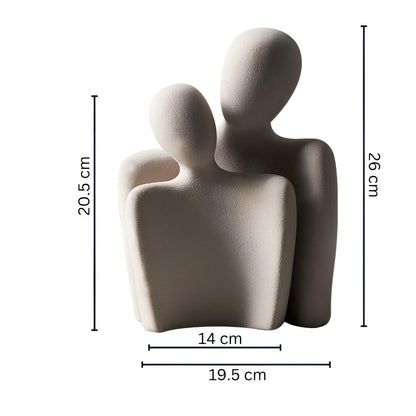 Ceramic Sculpture Couple Embrace Grey Finish