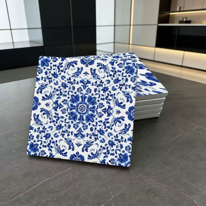 Ceramic Tile Glazed Floral Vine Easy-Clean Surface