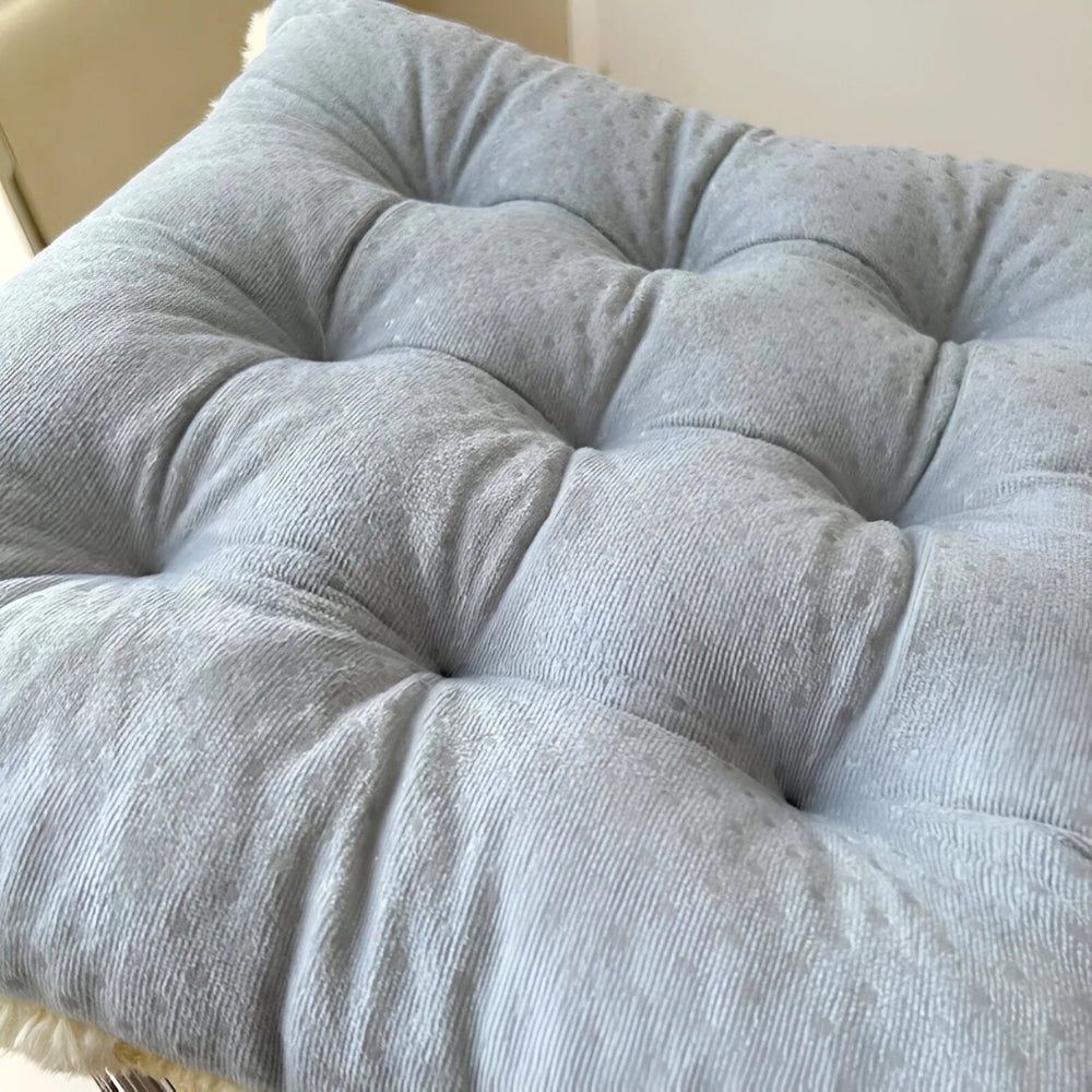 Chair Cushion Plush Checkered Fur Cotton-Filled