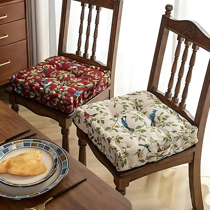 Chair Cushion Ultra-Soft Microfiber Bird & Leaf Print