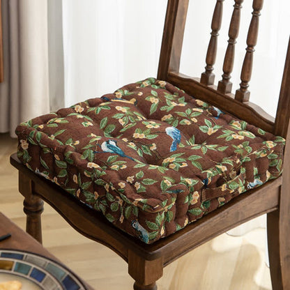 Chair Cushion Ultra-Soft Microfiber Bird & Leaf Print