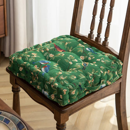 Chair Cushion Ultra-Soft Microfiber Bird & Leaf Print