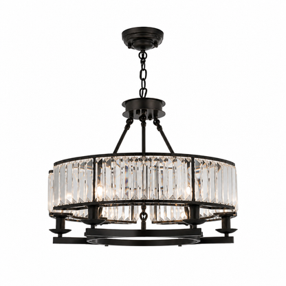Chandelier Round Metal Frame & K9 Crystal Adjustable Height