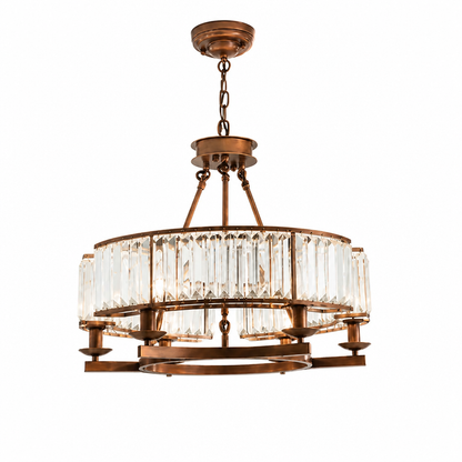 Chandelier Round Metal Frame & K9 Crystal Adjustable Height