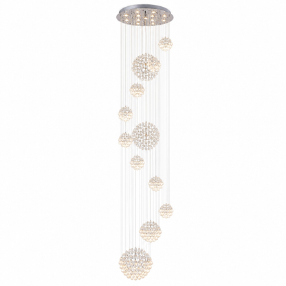 Chandelier Spiral Raindrop K9 Crystal & Chrome Canopy Adjustable Height