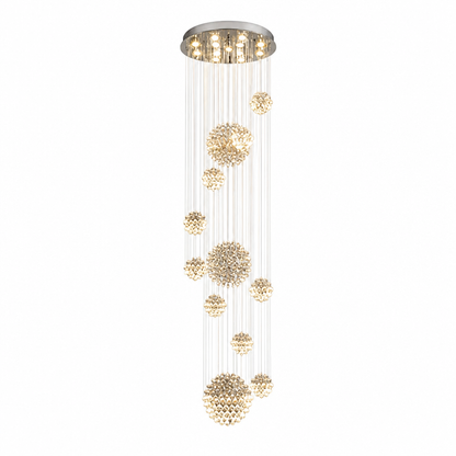 Chandelier Spiral Raindrop K9 Crystal & Chrome Canopy Adjustable Height