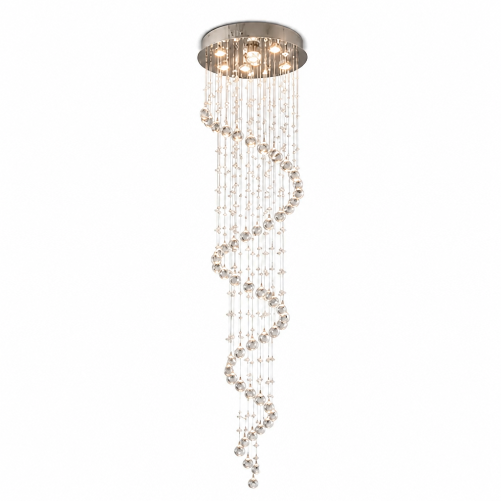 Chandelier Spiral Raindrop K9 Crystal & Stainless Steel