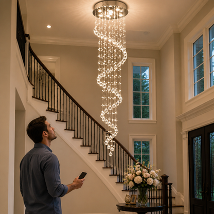 Chandelier Spiral Raindrop K9 Crystal & Stainless Steel