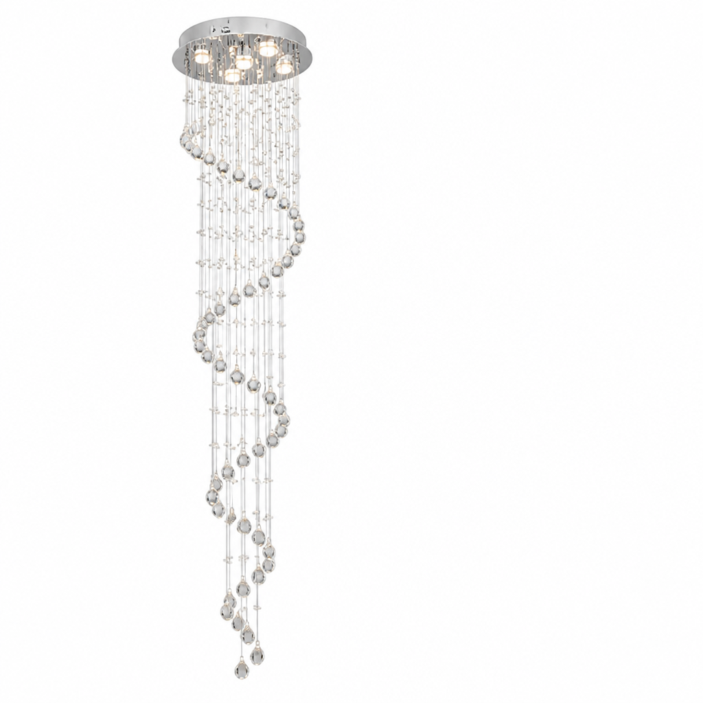 Chandelier Spiral Raindrop K9 Crystal & Stainless Steel