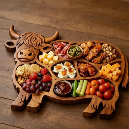 Charcuterie Board Cow-Shaped Solid Wood