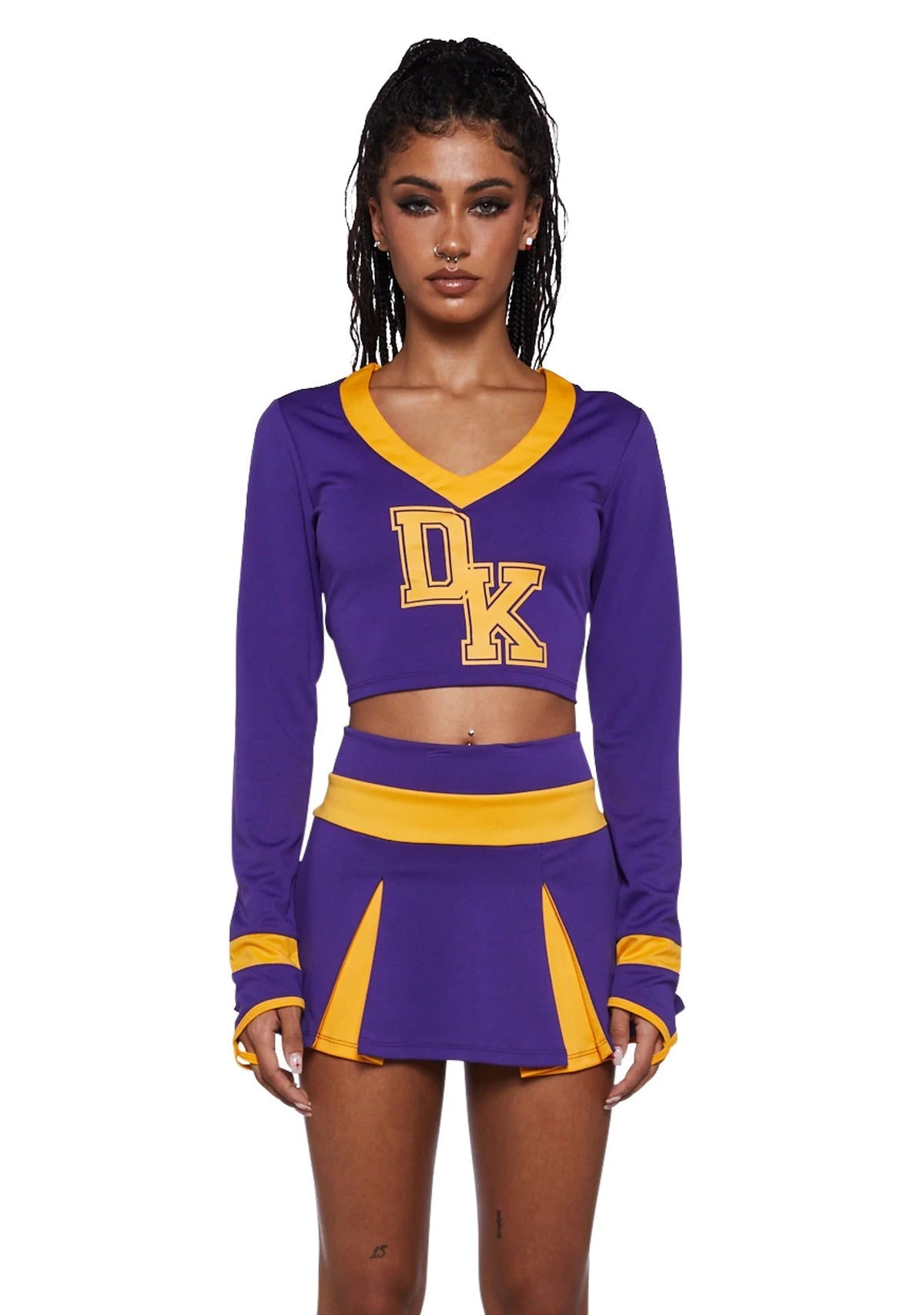 Cheerleader Costume Two-Piece Varsity Style Pleated Skirt