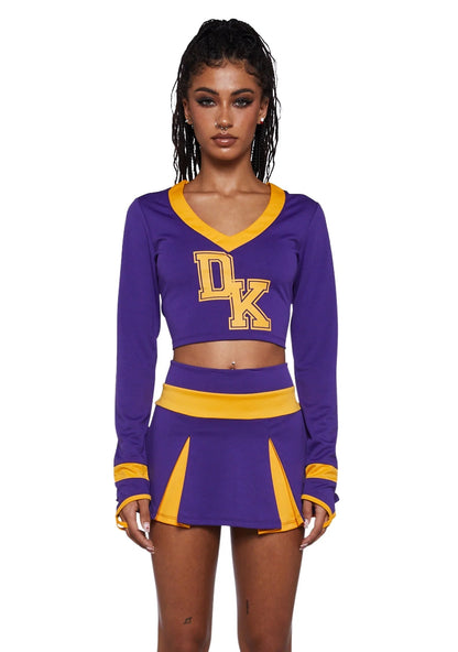 Cheerleader Costume Two-Piece Varsity Style Pleated Skirt